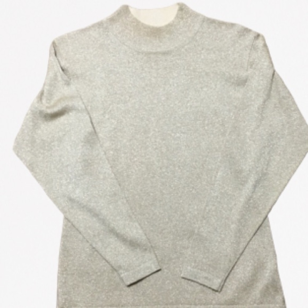 Vintage mock turtleneck sweater metallic gold M